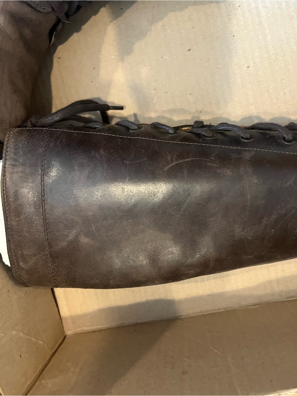 KATNISS Frye Melissa Tall Brown Leather Lace Up Knee High Riding Boot Size 9 - Picture 6 of 12